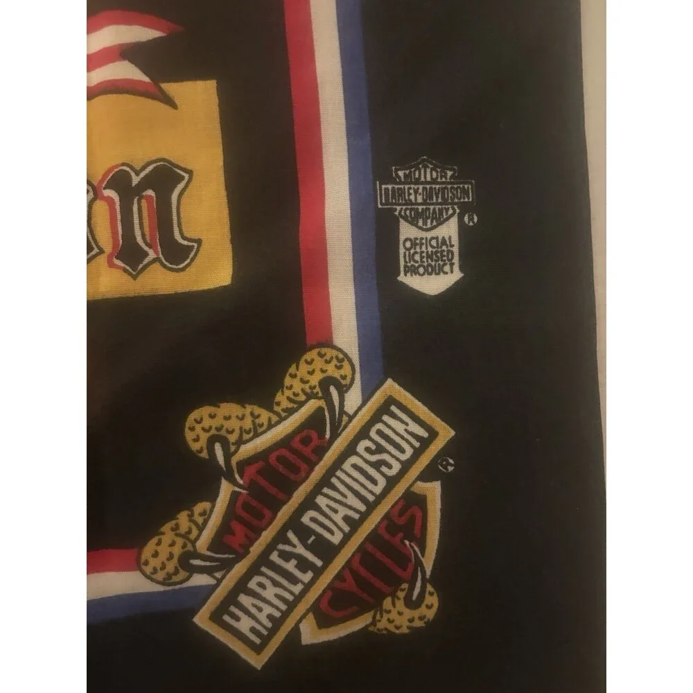 Vintage 1980’s Harley Davidson Bald Eagle Bandana Handkerchief, 3D Emblem